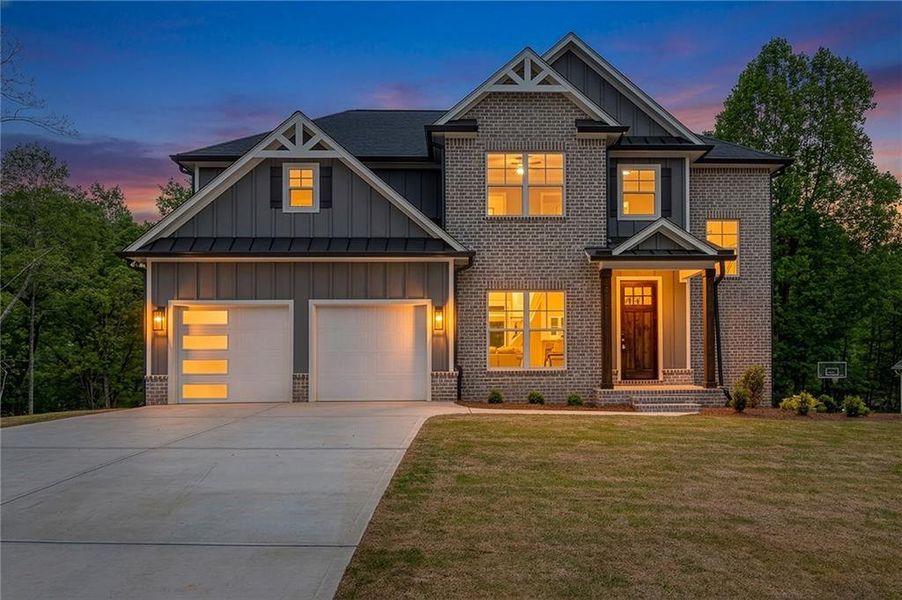 Front exterior of a new home in , Gainesville, GA, highlighting curb appeal (Image 23). Front exterior of a new home in , Gainesville, GA, highlighting curb appeal (Image 23).