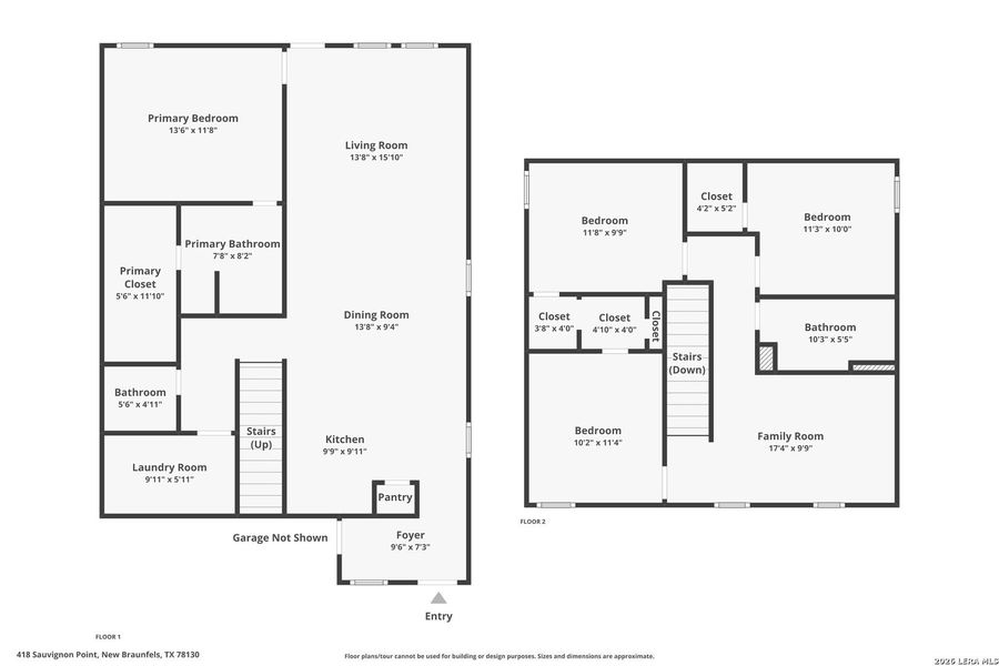 2D floor plan layout of this home in Guadalupe Ridge, New Braunfels, TX (Image 3).