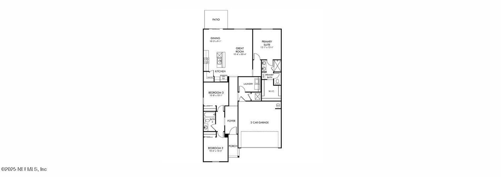 2D floor plan layout of this home in Cypress Meadows - Classic Series, Jacksonville, FL (Image 2).