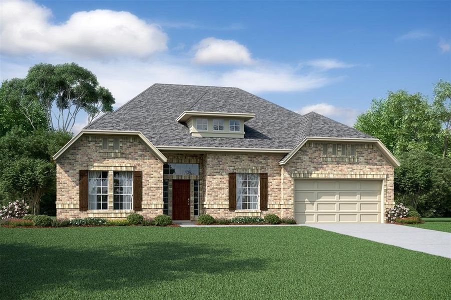 Stunning Margaret home design by K. Hovnanian® Homes with elevation C in beautiful Waterstone on Lake Conroe. (*Artist rendering used for illustration purposes only.)