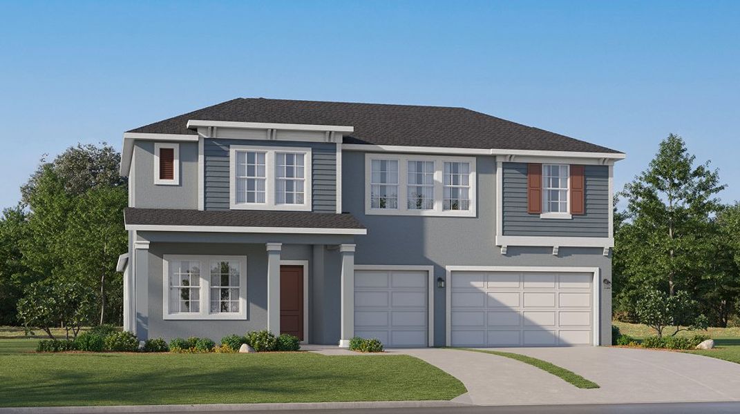 Front exterior of a new home in Stonegate Preserve, Palmetto, FL, highlighting curb appeal (Image 1). Front exterior of a new home in Stonegate Preserve, Palmetto, FL, highlighting curb appeal (Image 1).