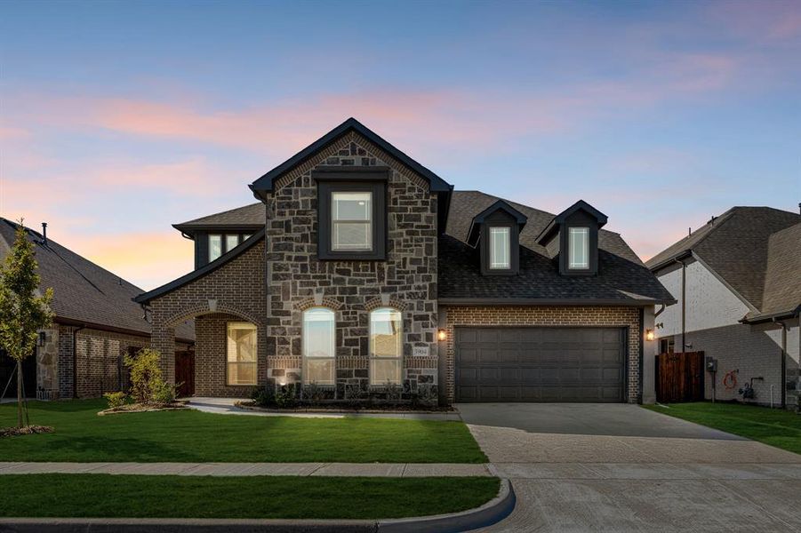 Front exterior of a new home in Ridge Ranch Classic 60, Mesquite, TX, highlighting curb appeal (Image 1).
