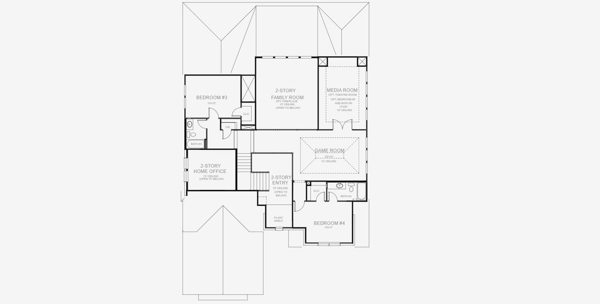 2D floor plan layout for the 3978W by Perry Homes in Lakes of Cane Island, Katy, TX (Image 5).