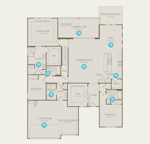 2D floor plan layout for the Stellar Grand by Del Webb in Del Webb Saint Johns, St. Johns, FL (Image 6).