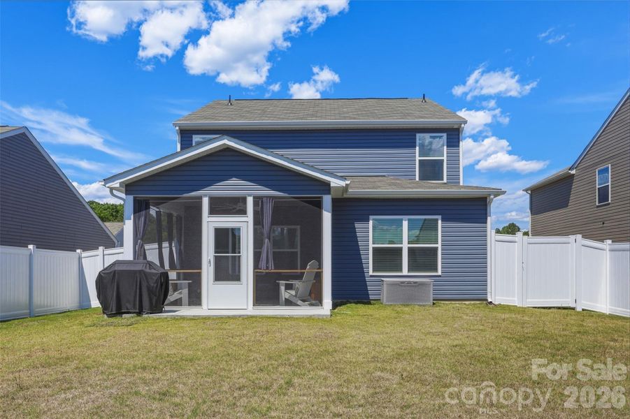 Screened-in porch- on extended cement patio upgrade added after purchase!