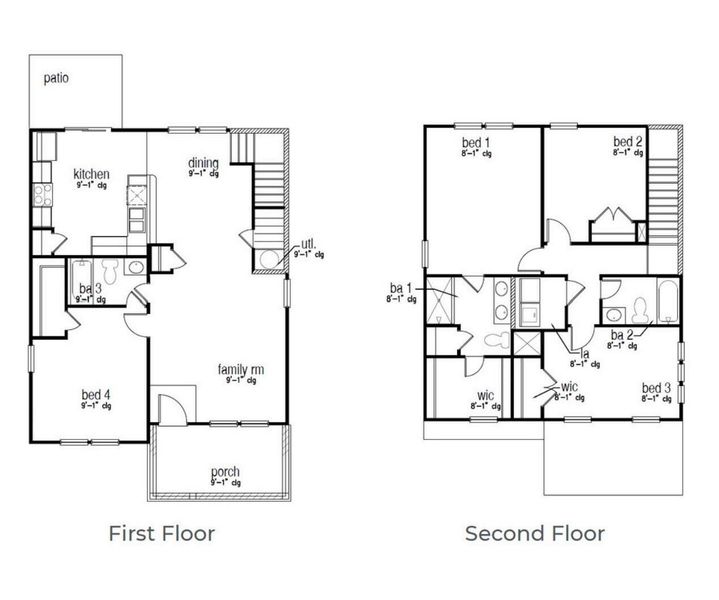 2D floor plan layout of this home in Rivers Reach, Yemassee, SC (Image 2).