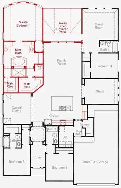 2D floor plan layout of this home in The Highlands, Porter, TX (Image 2). 2D floor plan layout of this home in The Highlands, Porter, TX (Image 2).