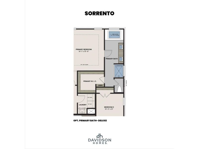 2D floor plan layout for the The Sorrento E by Davidson Homes LLC in Sundance Cove, Crosby, TX (Image 5).