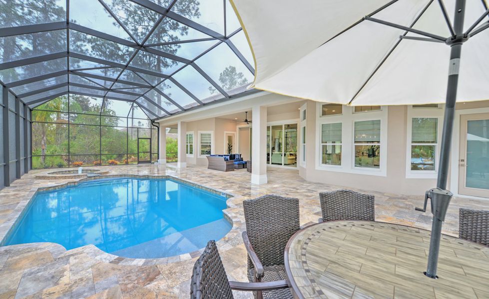 Exterior details and patio area of a home in The Reserve at Plantation Bay, Bunnell (Image 4). Exterior details and patio area of a home in The Reserve at Plantation Bay, Bunnell (Image 4).