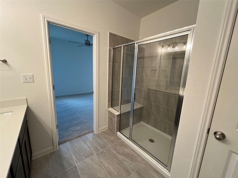 Master bath with large walk-in shower Master bath with large walk-in shower