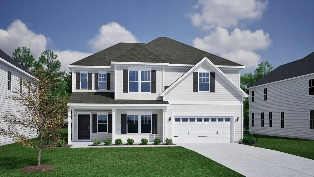 Representative exterior photo of a completed home built from the Warwick II - Vanguard Collection by Mungo Homes in Scotts Hill Village, Wilmington, NC (Image 16).