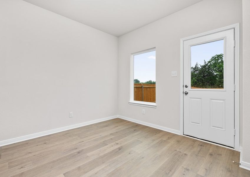 The dining room of the Cypress has a large window. The dining room of the Cypress has a large window.