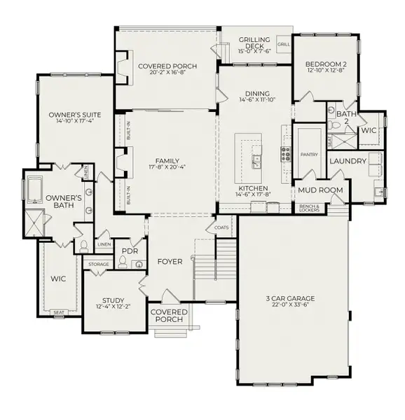 2D floor plan layout for the Nash by Homes by Dickerson in Cattail, Clayton, NC (Image 3).