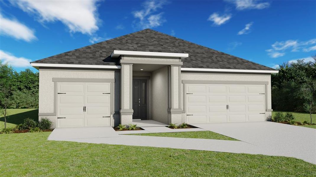 Front exterior of a new home in Falls of Ocala, Ocala, FL, highlighting curb appeal (Image 1). Front exterior of a new home in Falls of Ocala, Ocala, FL, highlighting curb appeal (Image 1).