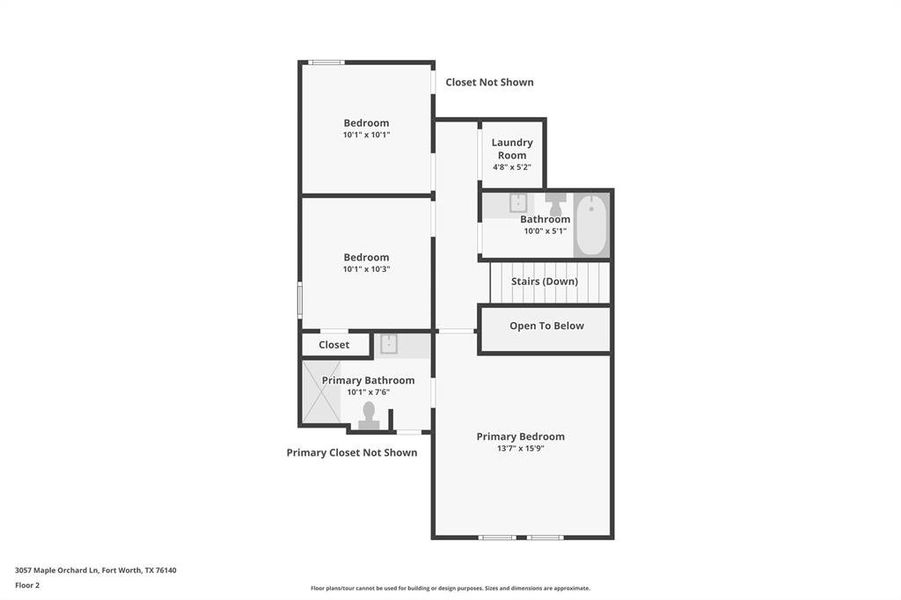 2D floor plan layout of this home in Orchard Village, Fort Worth, TX (Image 5).