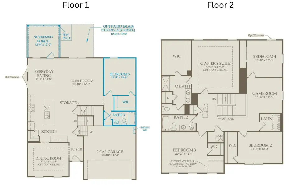 2D floor plan layout of this home in Providence Oaks, Fuquay Varina, NC (Image 5).