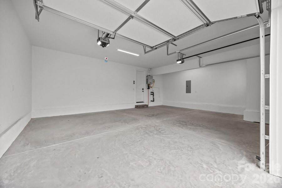 Spacious garage with bump out