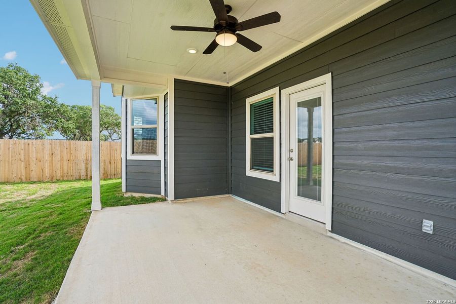 Exterior details and patio area of a home in Kallison Ranch, San Antonio (Image 25).