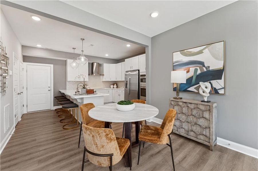 Furnished interior view inside a new home in Skylar Townhome Style Condos, Atlanta (Image 9). Furnished interior view inside a new home in Skylar Townhome Style Condos, Atlanta (Image 9).