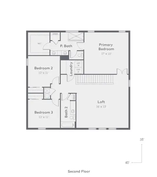 2D floor plan layout for the Bedford by Inland Homes in Avalon West, Spring Hill, FL (Image 4).