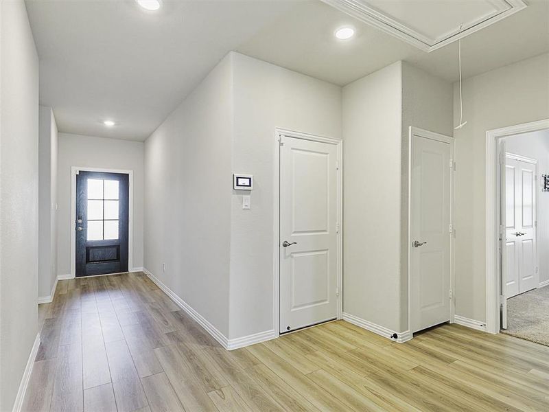 All the bedrooms are spaced out for privacy. One is on the front of the house. The second and third are in the center and the primary is at the back.