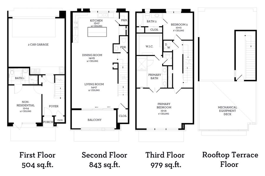 2D floor plan layout of this home in MUELLER EIGHT LIVE WORK COLLECTION, Austin, TX (Image 2). 2D floor plan layout of this home in MUELLER EIGHT LIVE WORK COLLECTION, Austin, TX (Image 2).