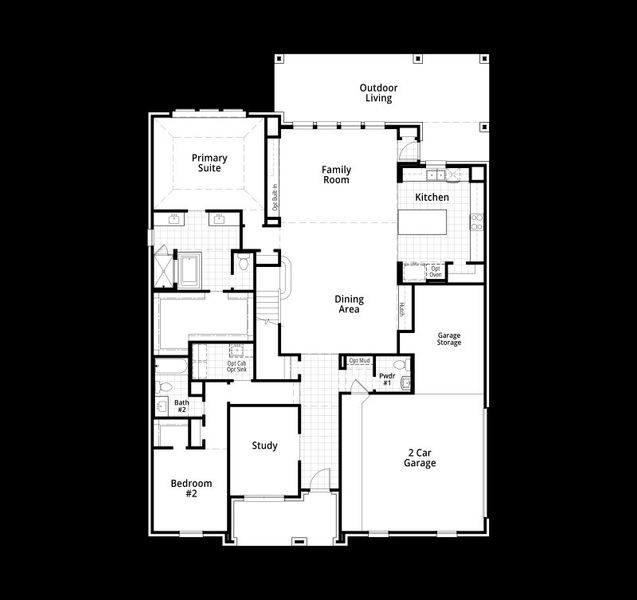 2D floor plan layout for the Millbeck G by Highland Homes in Goodland, Venus, TX (Image 4).