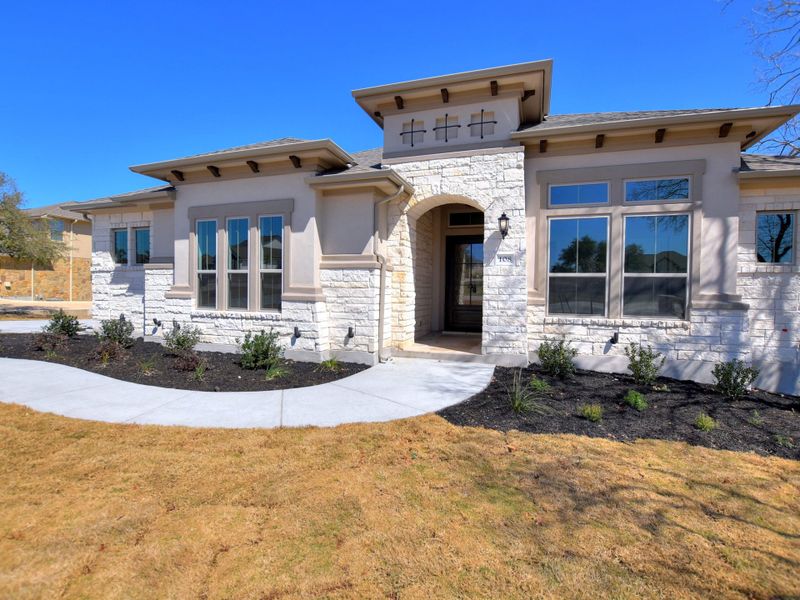Representative exterior photo of a completed home built from the Siena III by Giddens Homes in Clearwater Ranch, Liberty Hill, TX (Image 34).