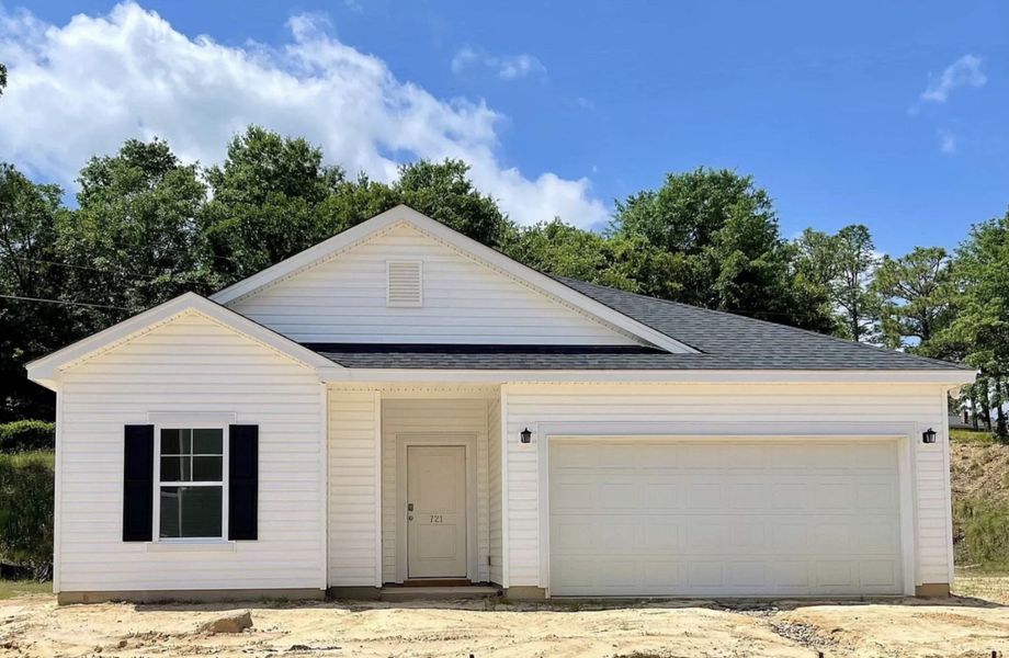 Front exterior of a new home in Emanuel Creek, West Columbia, SC, highlighting curb appeal (Image 1).