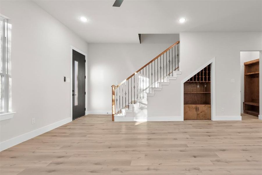 Foyer featuring light wood-type flooring