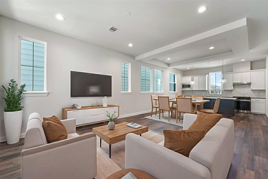 Furnished interior view inside a new home in The Corner At Buffalo Pointe, Houston (Image 6). Furnished interior view inside a new home in The Corner At Buffalo Pointe, Houston (Image 6).