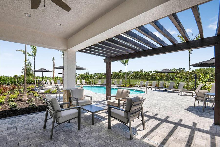 Exterior details and patio area of a home in Skye Ranch Community Group Page, Sarasota (Image 3).