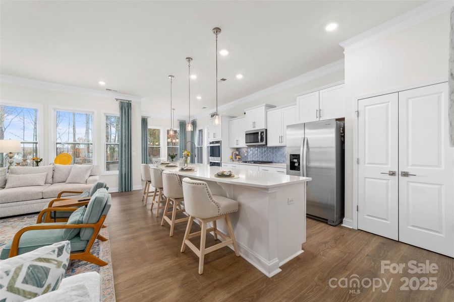 Kitchen with recessed lighting