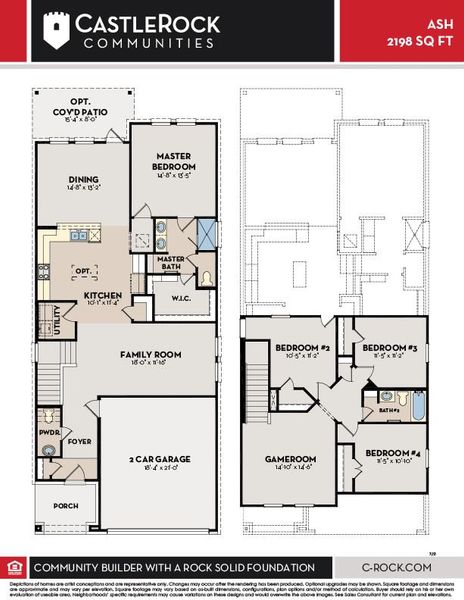 2D floor plan layout of this home in The Canopies, Splendora, TX (Image 2).