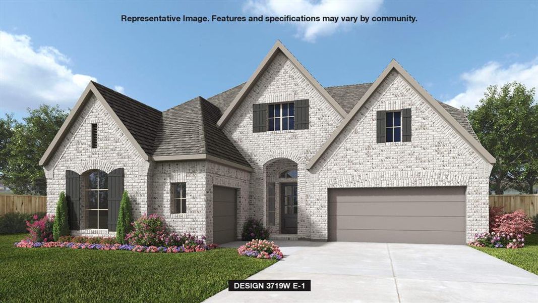 Front exterior of a new home in Myrtle Creek 71', Waxahachie, TX, highlighting curb appeal (Image 1). Front exterior of a new home in Myrtle Creek 71', Waxahachie, TX, highlighting curb appeal (Image 1).