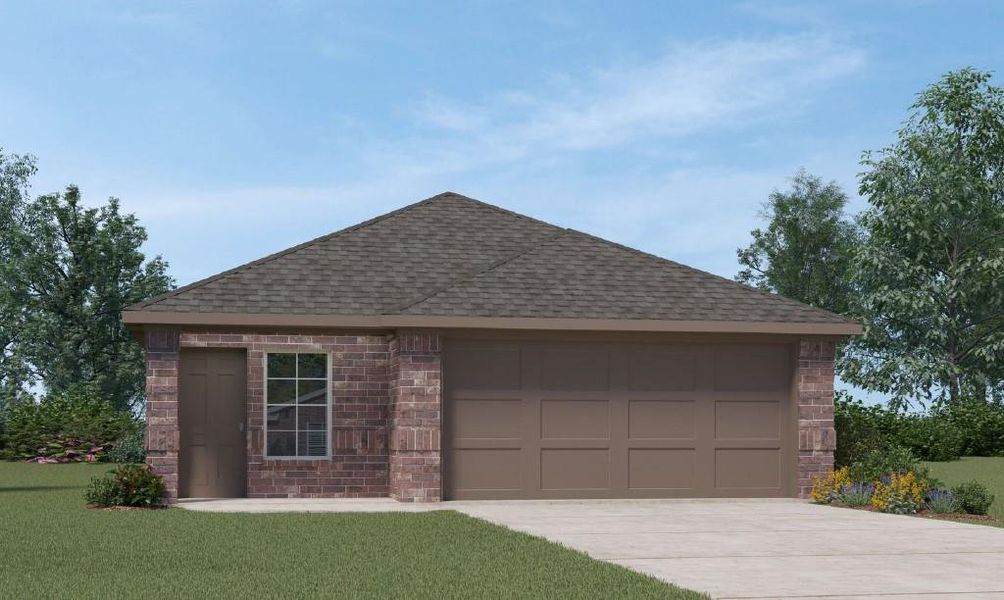Front exterior of a new home in Tamarron, Fulshear, TX, highlighting curb appeal (Image 1). Front exterior of a new home in Tamarron, Fulshear, TX, highlighting curb appeal (Image 1).