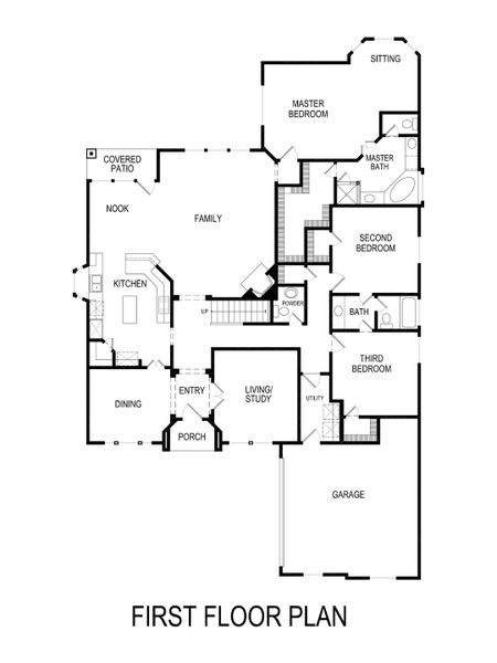 2D floor plan layout for the Hilton FSW by First Texas Homes in Hidden Lakes Estates, DeSoto, TX (Image 3).
