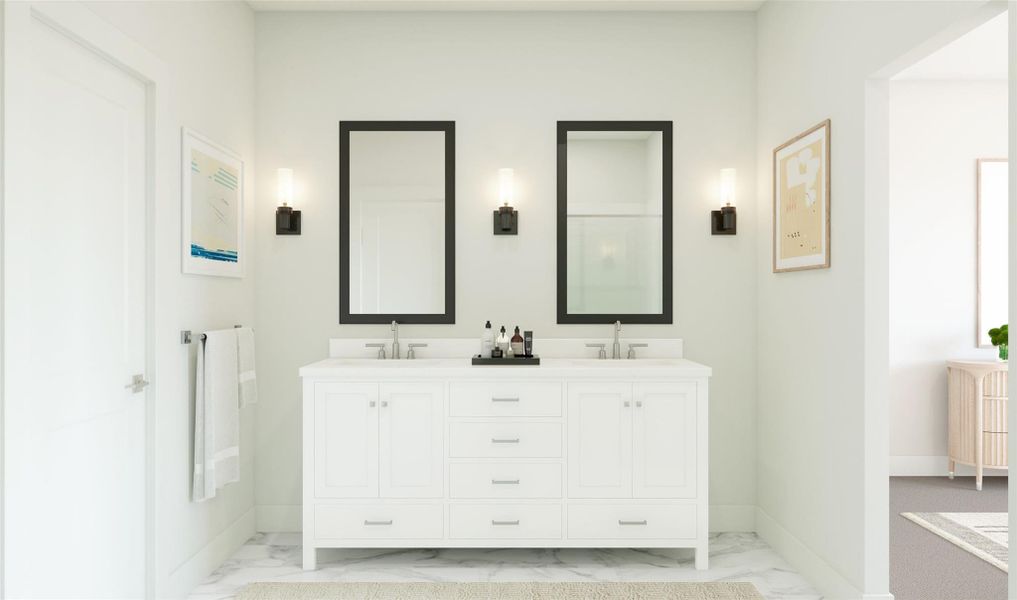 Luxurious primary bath (*Artist rendering used for illustration purposes only.)
