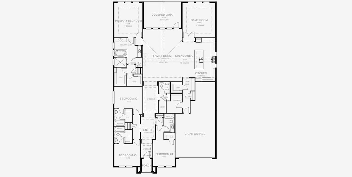 2D floor plan layout for the 3070F by Perry Homes in Star Farms At Lakewood Ranch 60', Lakewood Ranch, FL (Image 3).