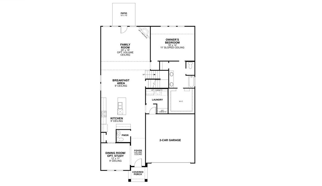 2D floor plan layout for the Frontier by M/I Homes in Eliana, McKinney, TX (Image 3).