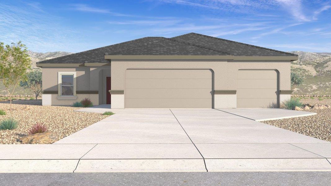 Representative exterior photo of a completed home built from the Madera - Plan H50T1 by D.R. Horton in Sahuarita Acres, Sahuarita, AZ (Image 2).