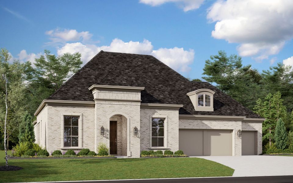 Representative exterior photo of a completed home built from the 5012 by Tradition Homes in Mosaic – 70′ Lots, Prosper, TX (Image 24). Representative exterior photo of a completed home built from the 5012 by Tradition Homes in Mosaic – 70′ Lots, Prosper, TX (Image 24).
