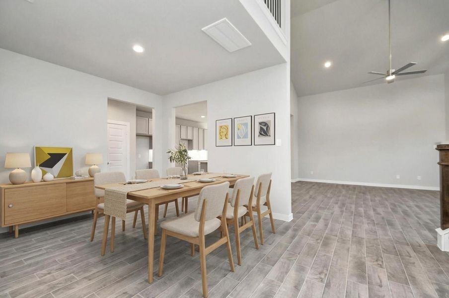 Virtually Staged - Dining Room. Sample photo of completed home with similar floor plan. As-built interior colors and selections may vary. Virtually Staged - Dining Room. Sample photo of completed home with similar floor plan. As-built interior colors and selections may vary.
