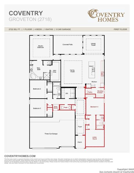 2D floor plan layout of this home in Megan's Landing, Castroville, TX (Image 3).