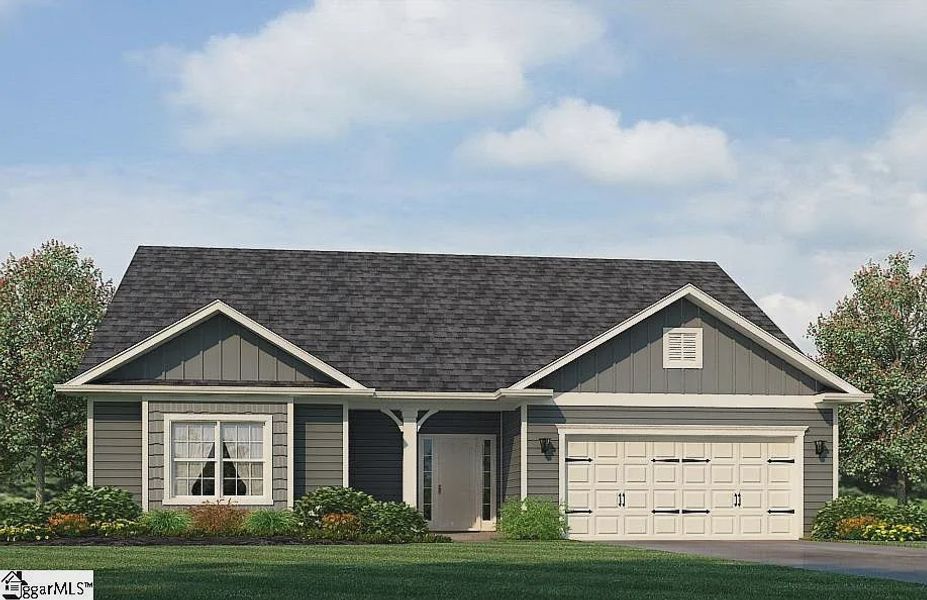 Front exterior of a new home in Harrison Valley, Simpsonville, SC, highlighting curb appeal (Image 1). Front exterior of a new home in Harrison Valley, Simpsonville, SC, highlighting curb appeal (Image 1).