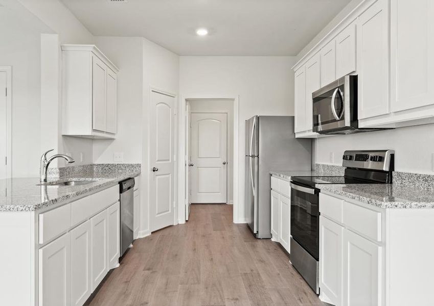 The kitchen of the Cypress has energy-efficient appliances.