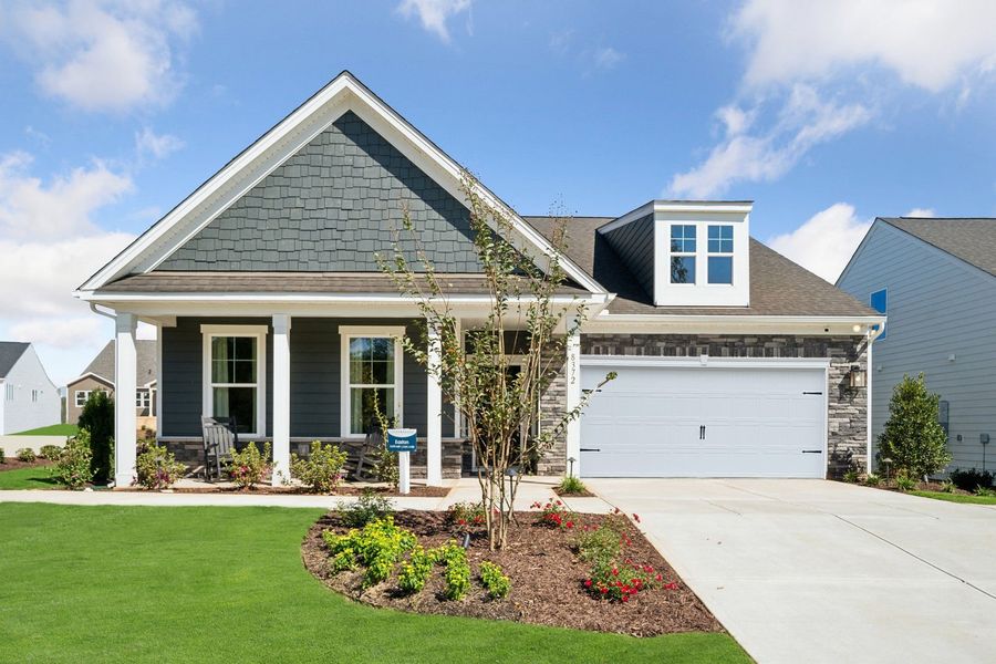 Front exterior of a new home in The Beacon at Old Peachtree Single Family Homes, Lawrenceville, GA, highlighting curb appeal (Image 57).