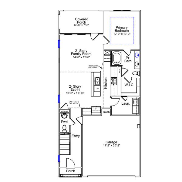 2D floor plan layout of this home in Ovation at Sweetbrier, Durham, NC (Image 2).