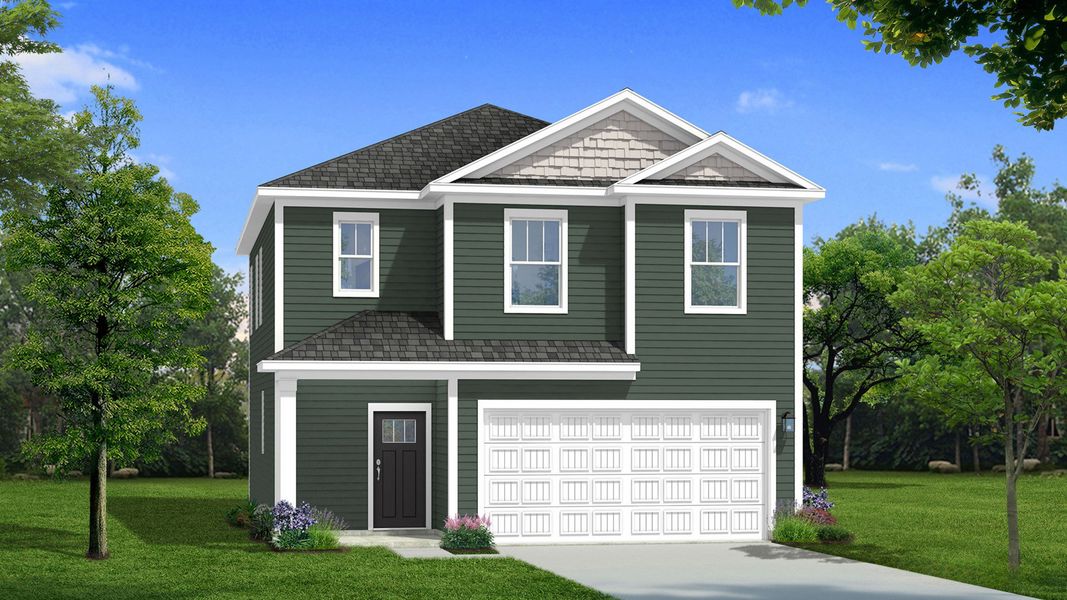 Representative exterior photo of a completed home built from the Beramont by DRB Homes in Harrier Point, Woodruff, SC (Image 20).