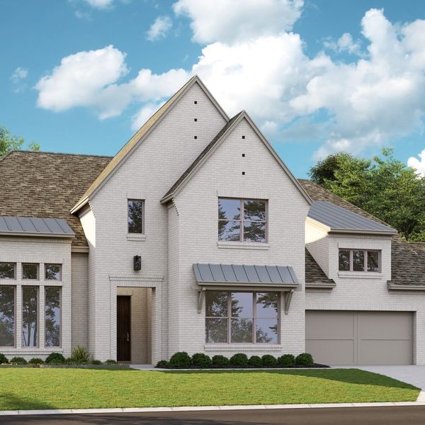 Front exterior of a new home in Mustang Lakes, Celina, TX, highlighting curb appeal (Image 2). Front exterior of a new home in Mustang Lakes, Celina, TX, highlighting curb appeal (Image 2).